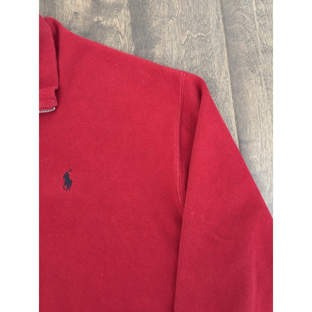 Polo Ralph Lauren Men Red Quarter Zip Pullover Navy Blue Pony Mock Neck Size 4XB - Picture 3 of 5